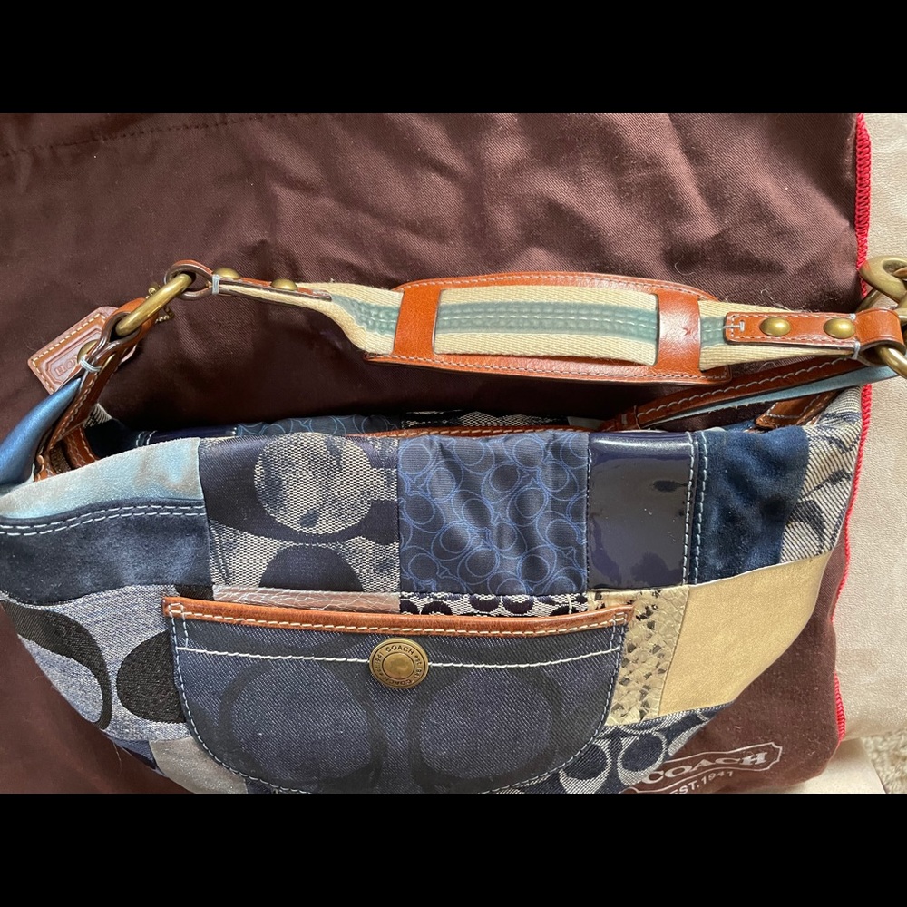(Sold) Coach denim patchwork bag - Picture 5 of 5